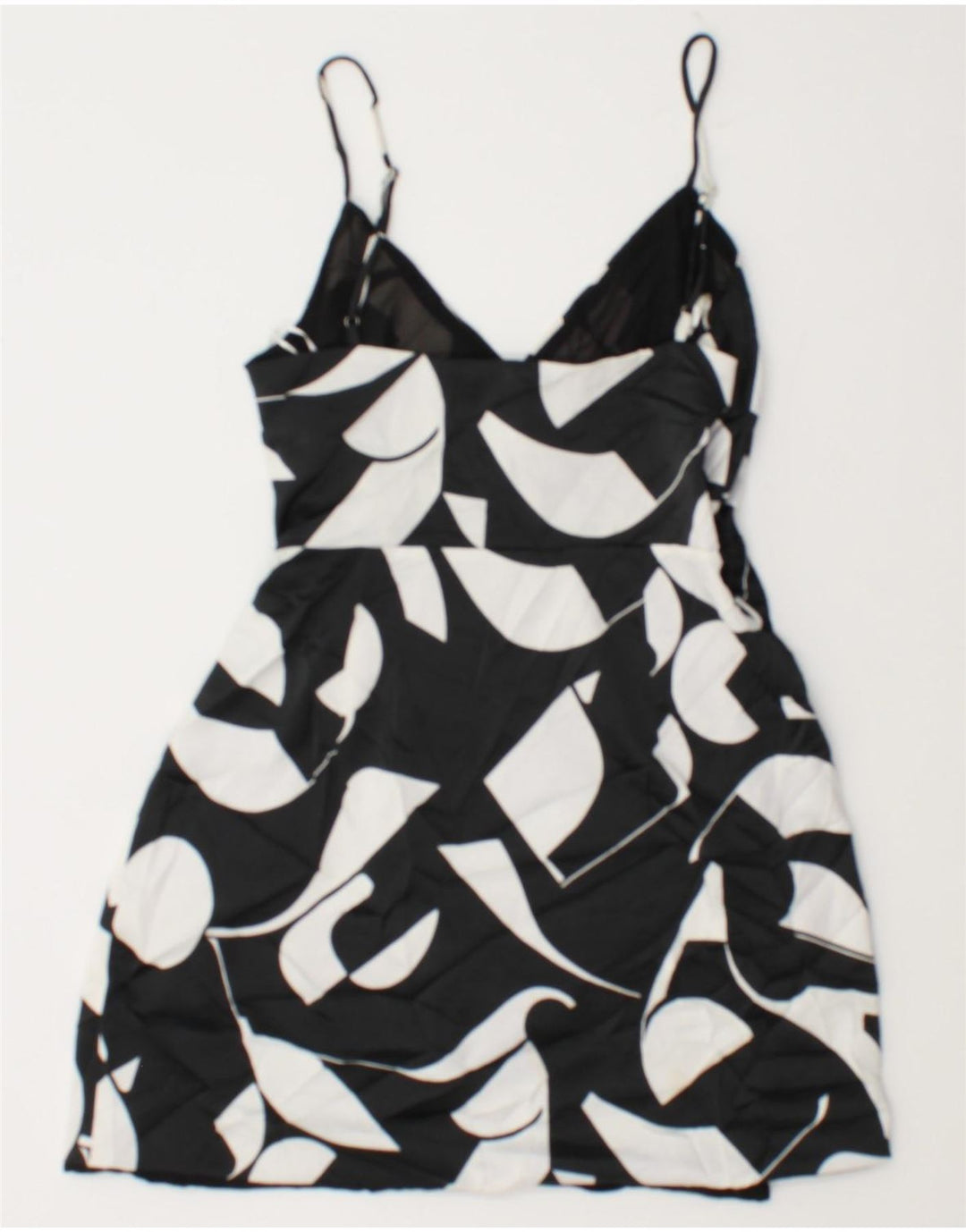 Zara Femme Mini Robe D'été UK 8 Petit Noir Géométrique