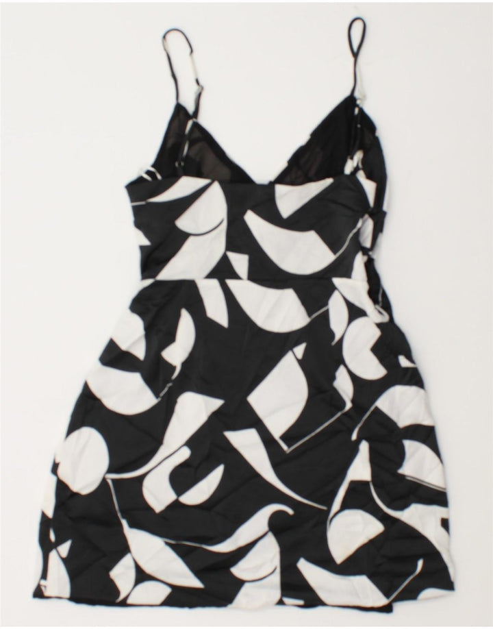 Zara Femme Mini Robe D'été UK 8 Petit Noir Géométrique