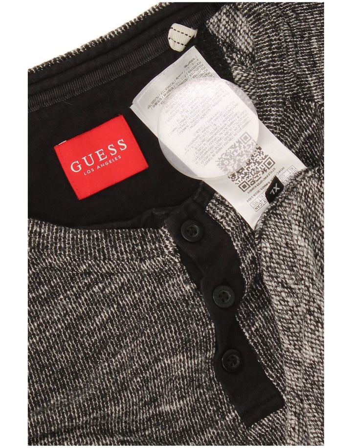 Guess Haut Homme Manches Longues Grand Gris Moucheté Coton