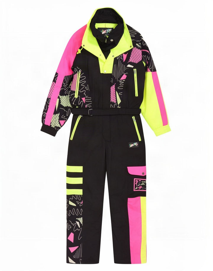 combinaison de ski vintage pour homme grand colorblock multicolore