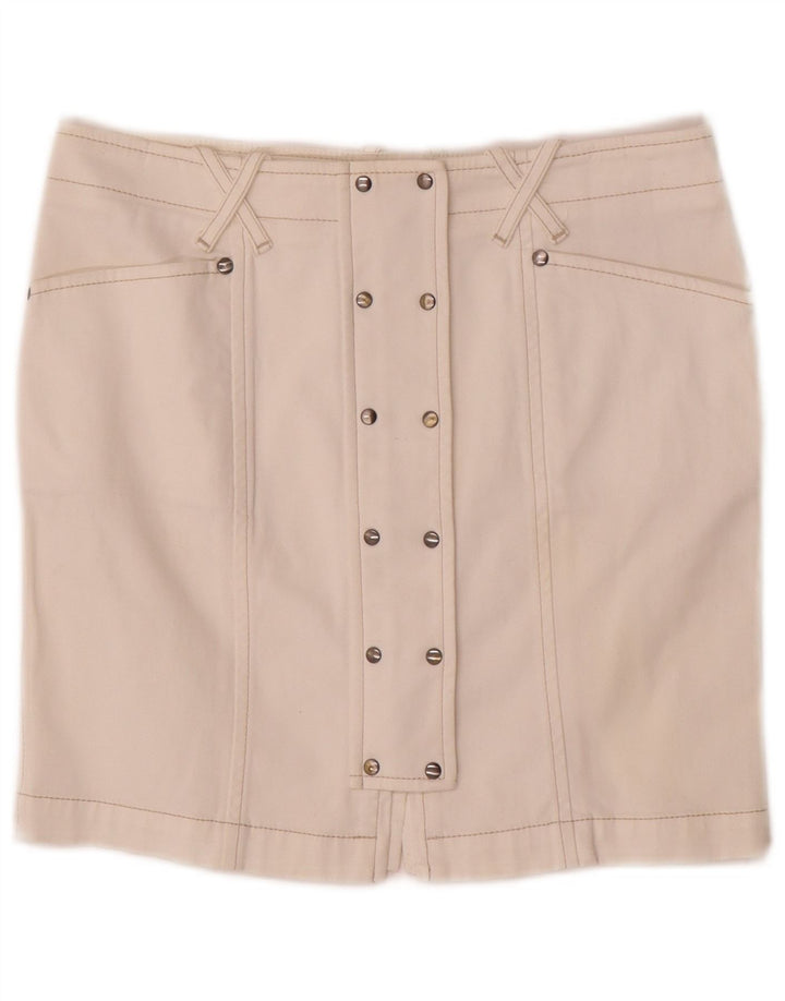 Fay Mini jupe en jean pour femme IT 42 Medium W26 Blanc Coton