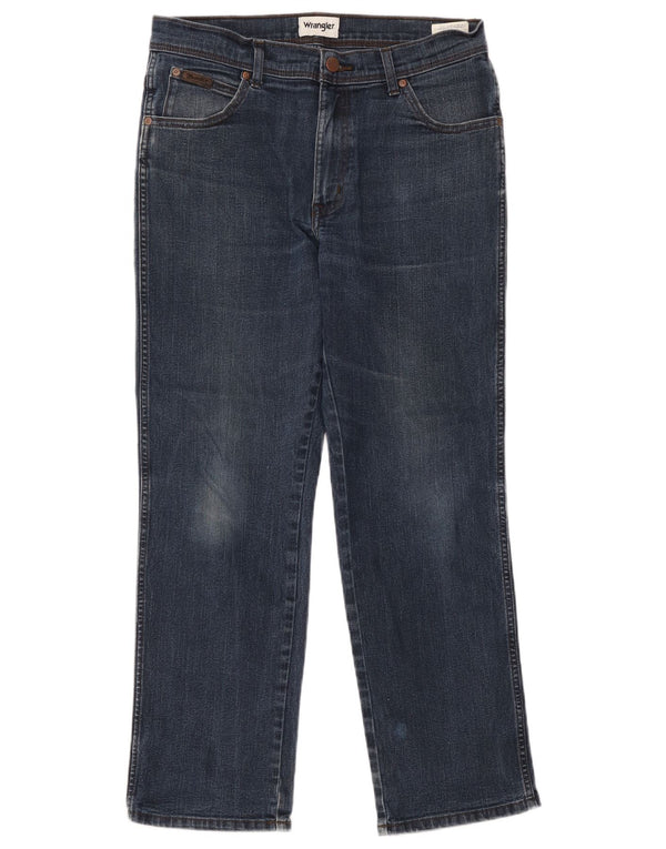 Wrangler Mens Texas Straight Jeans W34 L30 Navy Blue Cotton