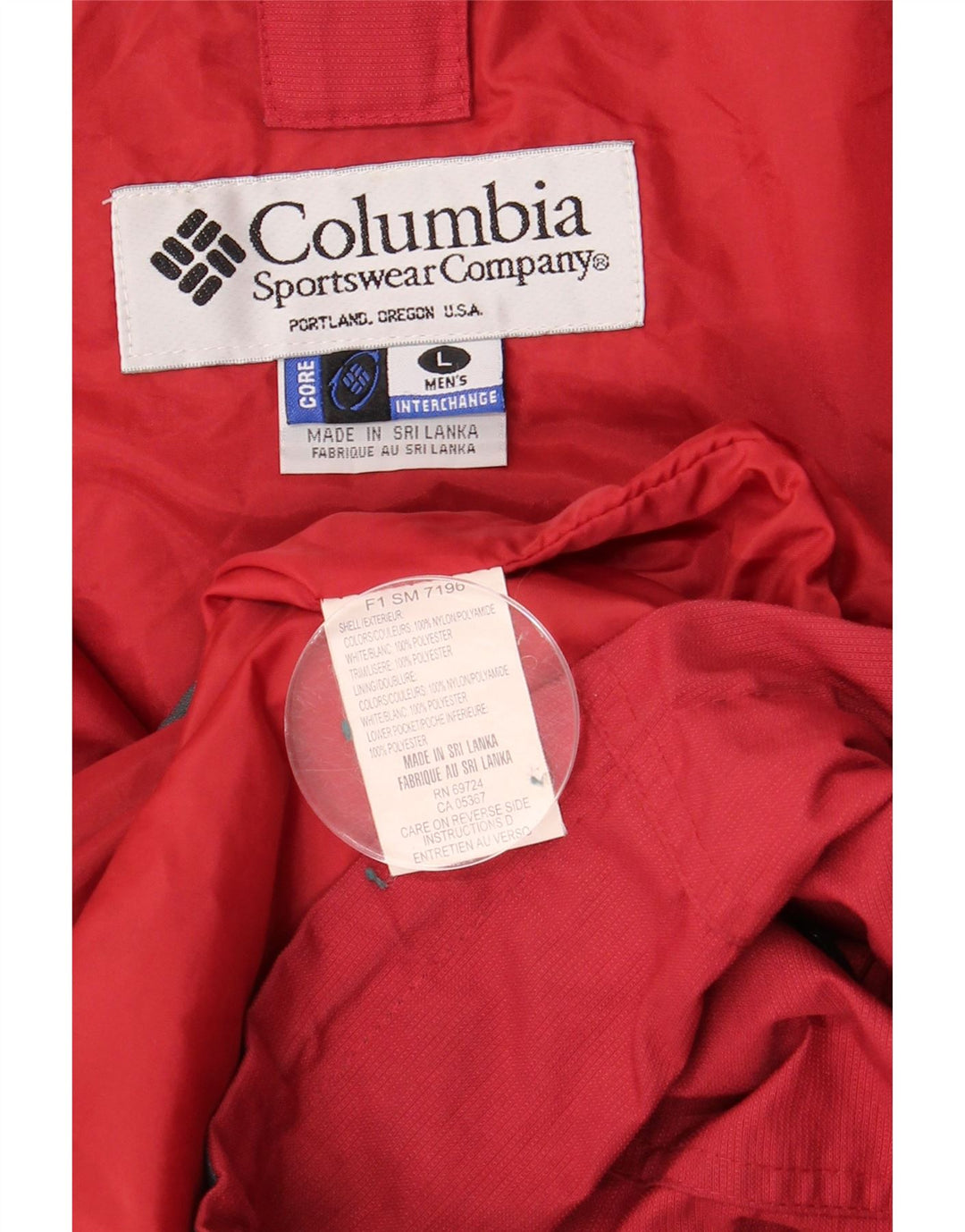 COLUMBIA Veste coupe-vent coupe ample pour homme UK 40 Large Rouge Colourblock
