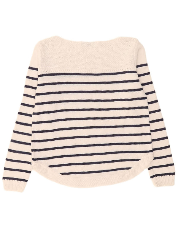 Marks & Spencer Pull col bateau pour femme UK 12 Medium Blanc rayé