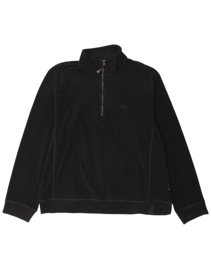 Sergio Tacchini Pull polaire à col zippé pour homme XL Noir Polyester