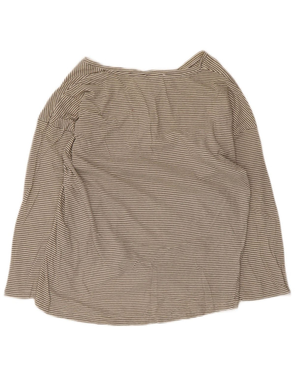 Zara Femme Haut Oversize Manches Longues UK 10 Petit Coton Rayé Blanc
