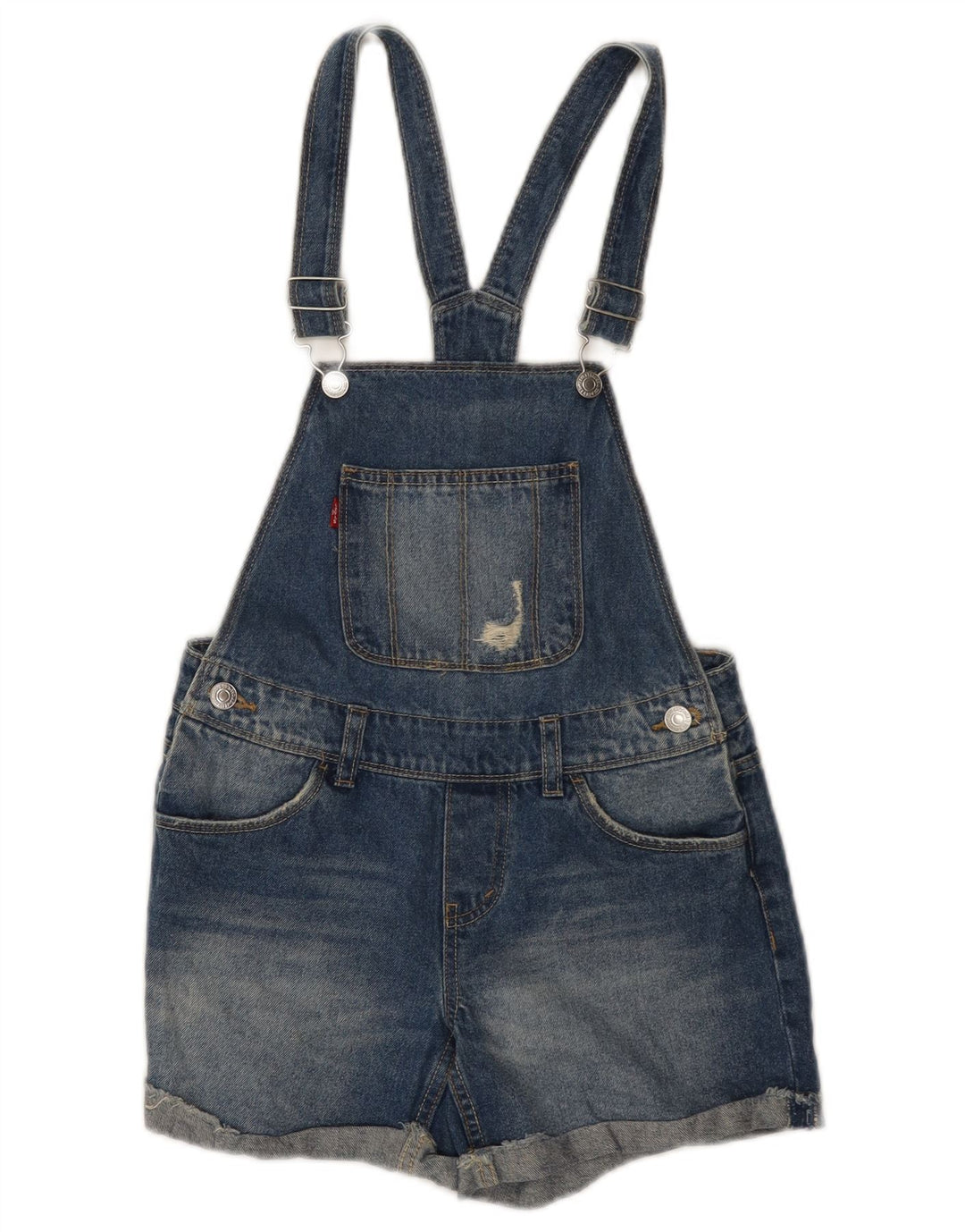 LEVI'S Salopette Short en Jean Fille 11-12 ans W28 Bleu Coton