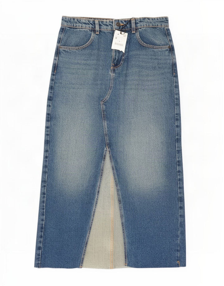 Zara Femme Jupe Maxi En Jean Moyen W28 Bleu Coton
