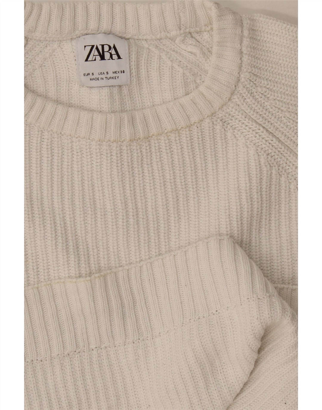 Zara Pull à col rond pour homme Petit Blanc