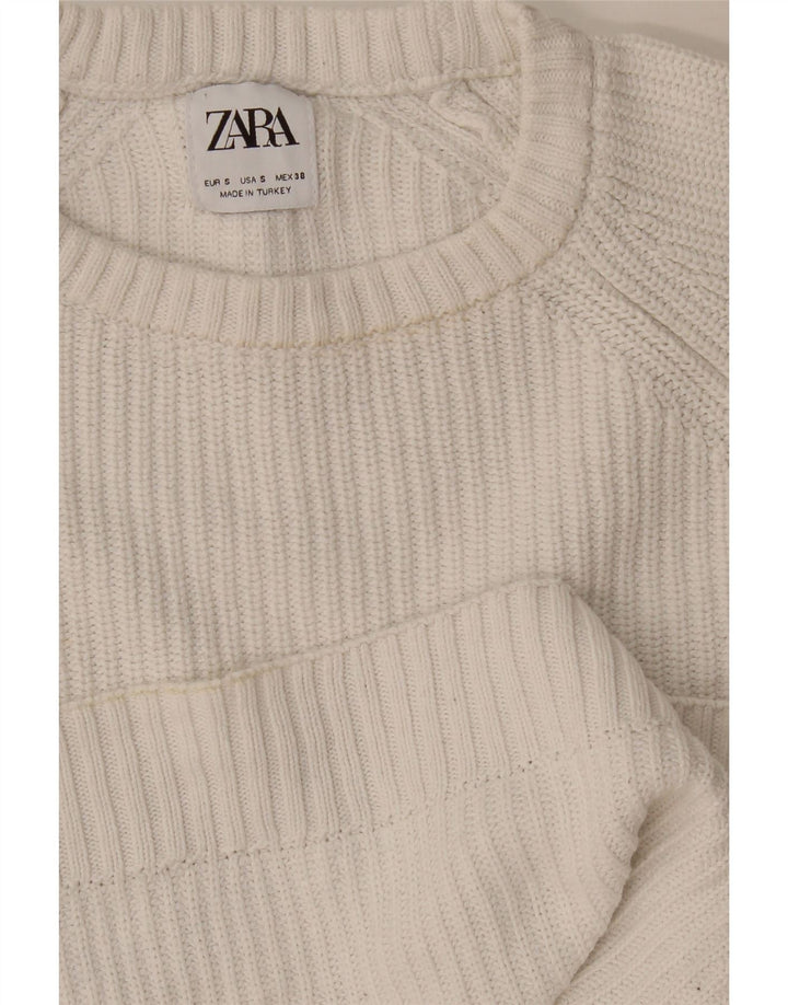Zara Pull à col rond pour homme Petit Blanc