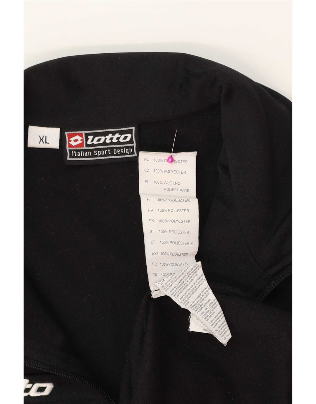 Lotto Pull à col zippé pour homme XL Noir Polyester Sports
