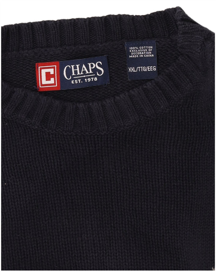 Chaps Pull col rond homme 2XL bleu marine coton
