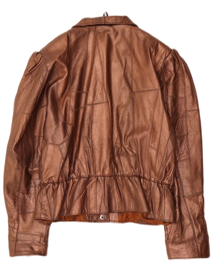 veste en cuir femme vintage UK 14 Brun moyen