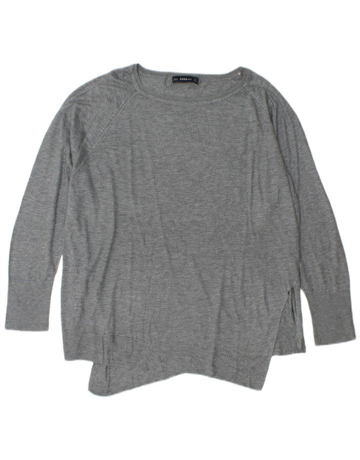 Zara Pull surdimensionné à col bateau pour femme UK 16 Large Gris