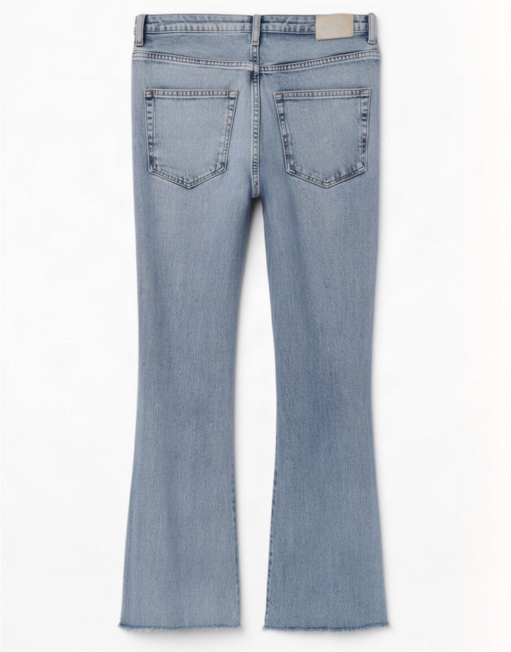 Zara Jean évasé en détresse pour femme EU 40 Medium W30 L27 Bleu Coton