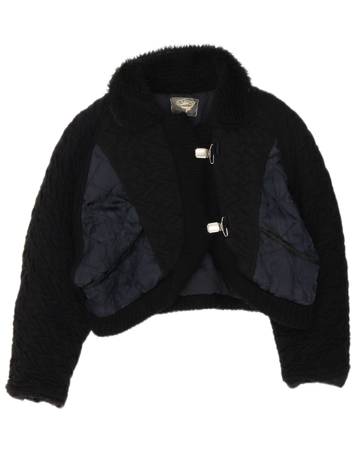 Veste Boléro Femme Vintage UK 14 Medium Black Colourblock