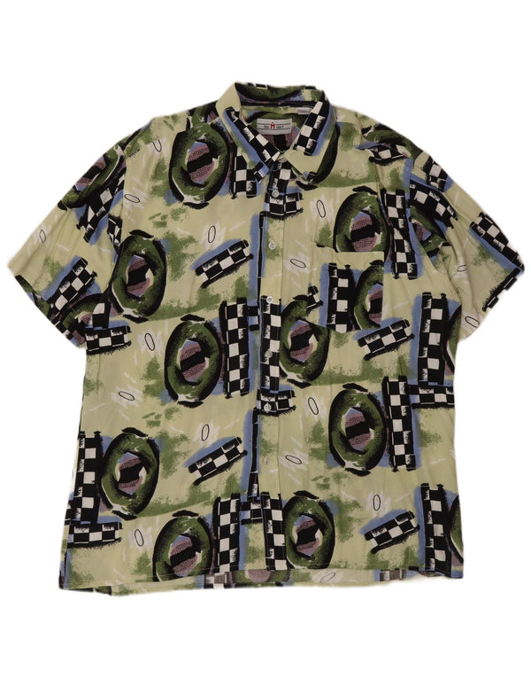 Chemise à manches courtes homme Vintage 2XL Viscose géométrique multicolore