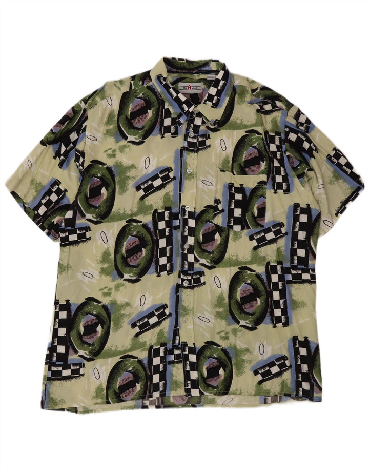 Chemise à manches courtes homme Vintage 2XL Viscose géométrique multicolore