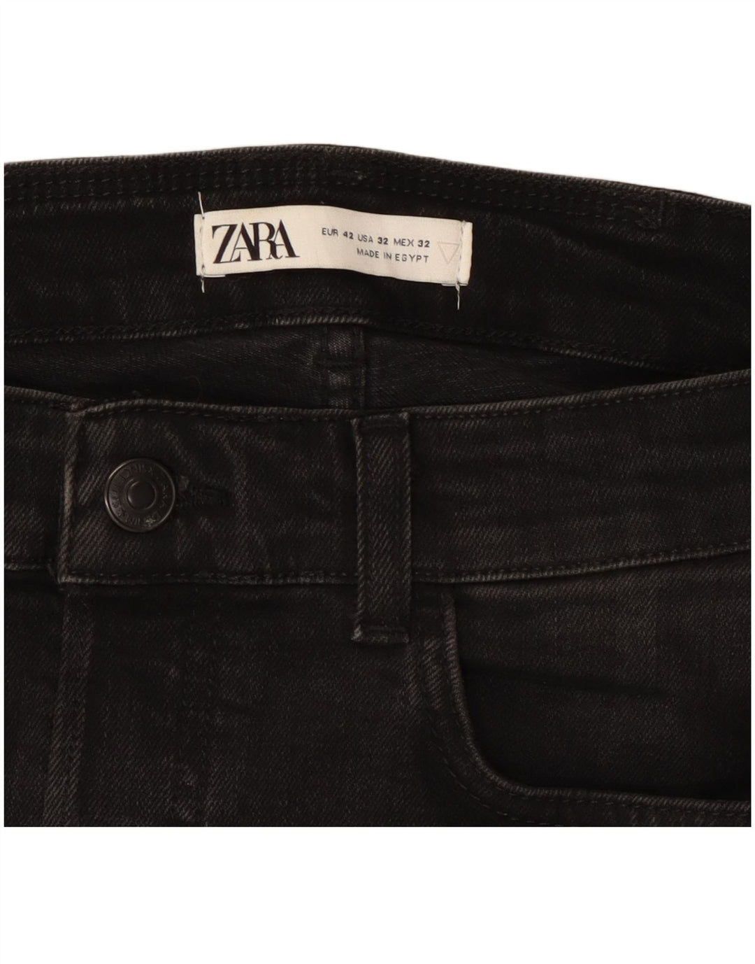 ZARA Jean skinny vieilli pour homme EU 42 Large W32 L28 Noir