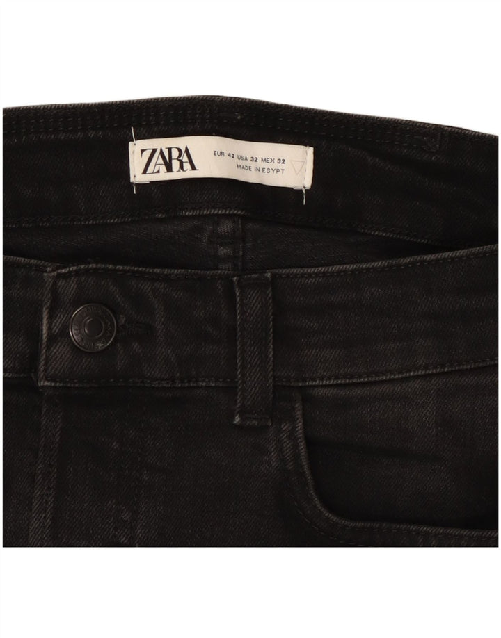 ZARA Jean skinny vieilli pour homme EU 42 Large W32 L28 Noir