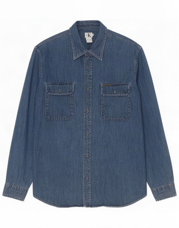 Calvin Klein Jeans Chemise en jean pour homme XL Bleu Coton
