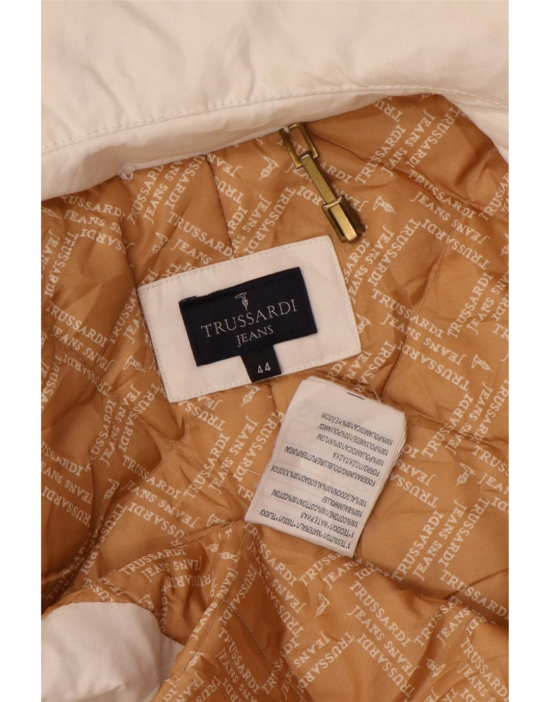 Trussardi Jeans Manteau Rembourré Femme IT 44 Coton Blanc Moyen