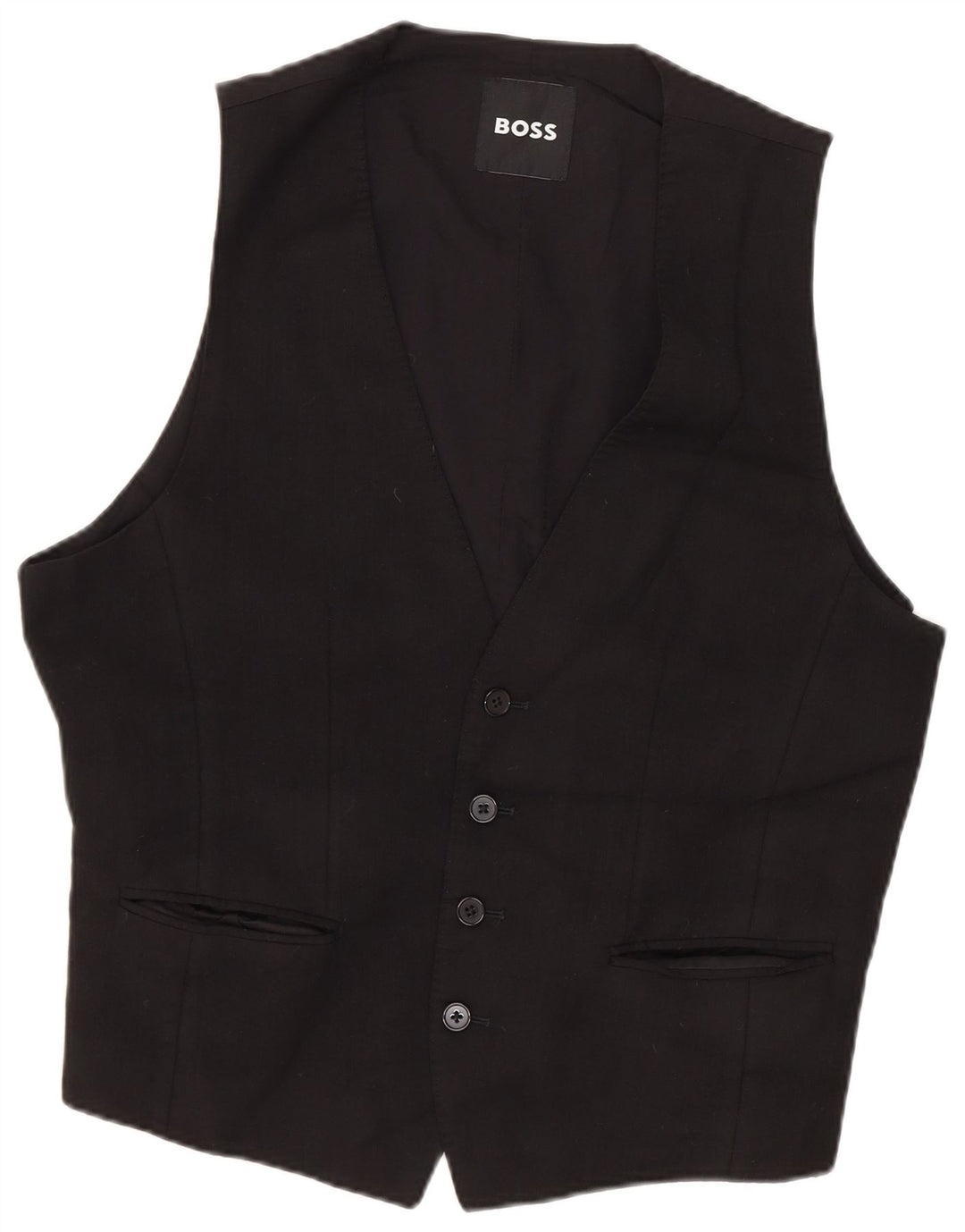 HUGO BOSS Hommes Gilet IT 46 Petit Noir Laine Vierge