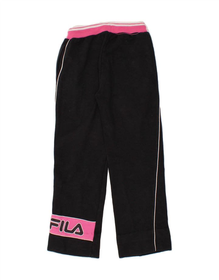 FILA Womens Graphic Tracksuit Trousers UK 8 Small Black Vintage Fila and Second-Hand Fila from Messina Hembry 