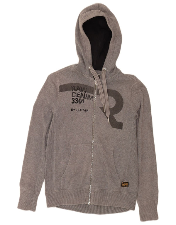 G-Star Cardigan Graphique à Capuche Homme Gris Moyen Coton