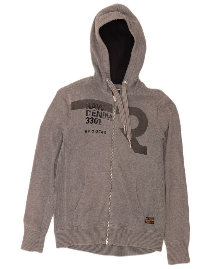 G-Star Cardigan Graphique à Capuche Homme Gris Moyen Coton
