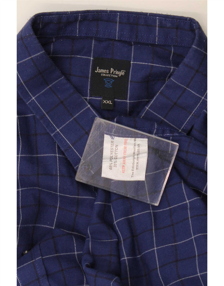 James Pringle Chemise en flanelle pour homme 2XL Bleu marine à carreaux en polyester