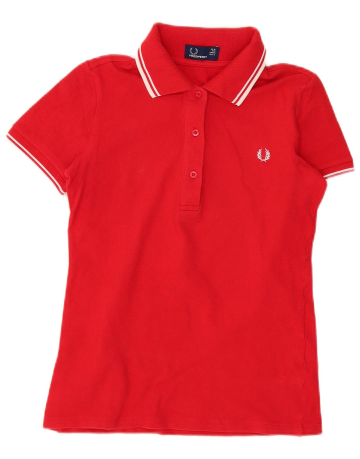 Fred Perry Polo Femme UK 10 Petit Coton Rouge