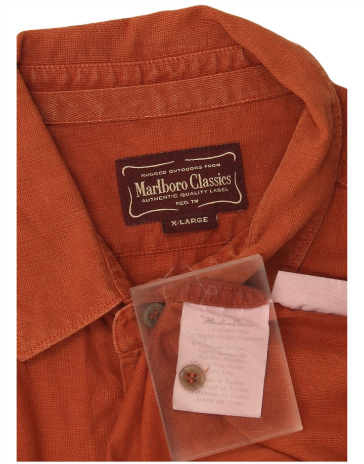 Marlboro Classics Chemise à manches courtes pour homme XL Orange Coton