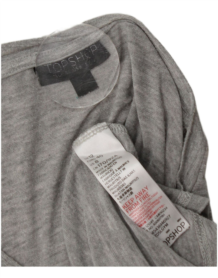 Topshop Haut à volants pour femme à manches longues UK 42 Gris moyen moucheté