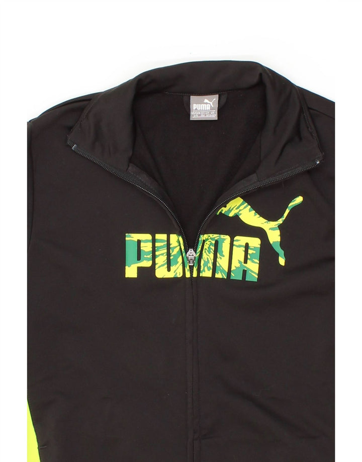 PUMA Boys Graphic Tracksuit Top Jacket 11-12 Years Black Colourblock Vintage Puma and Second-Hand Puma from Messina Hembry 