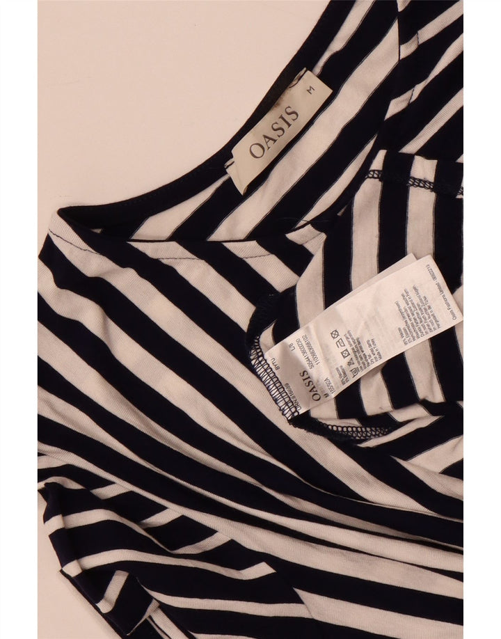 Oasis Robe asymétrique à nouer sur le devant pour femme UK 12 Bleu marine moyen rayé