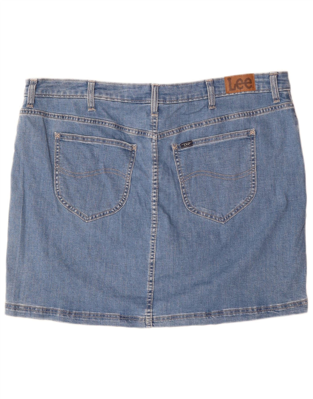 LEE Jupe en jean taille moyenne pour femme, coupe régulière, US 22 3XL W44, coton bleu