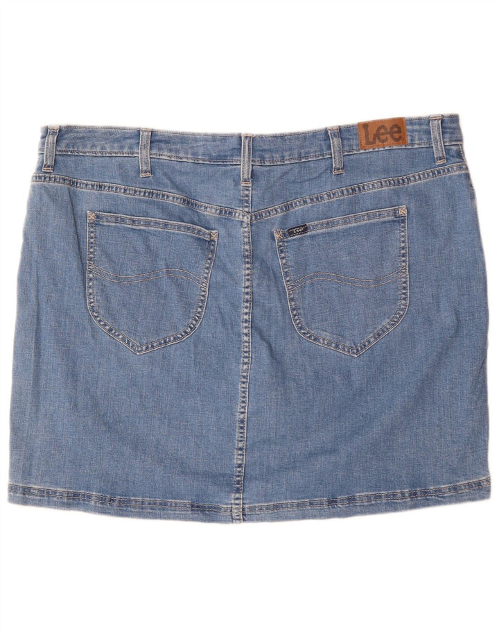 LEE Jupe en jean taille moyenne pour femme, coupe régulière, US 22 3XL W44, coton bleu