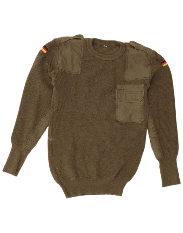 vintage Mens Militaire Crew Neck Jumper Pull IT 50 Moyen Kaki Armée