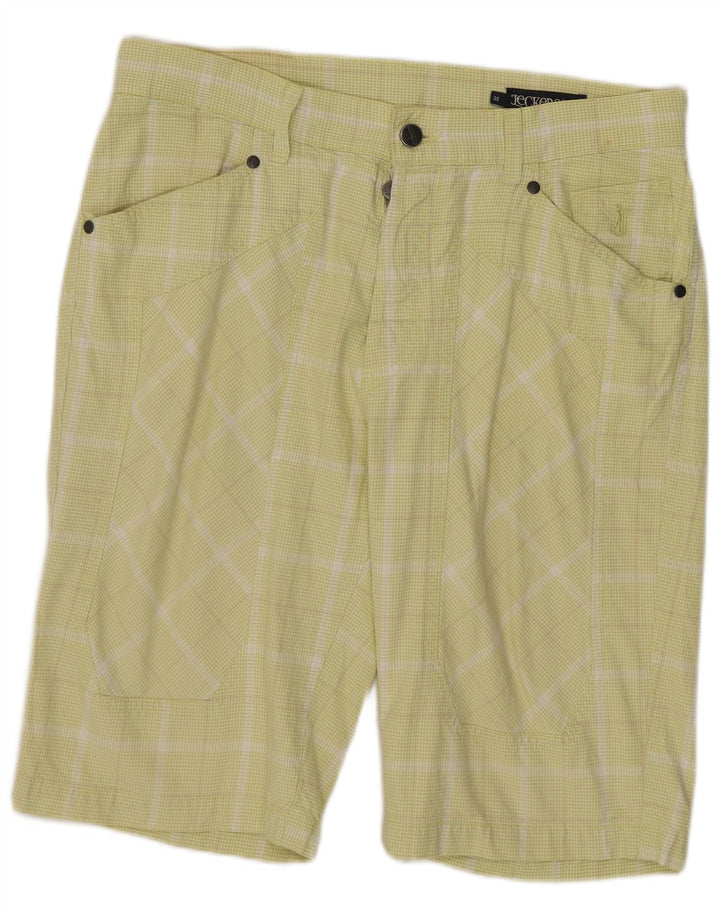 Jeckerson Short décontracté pour homme W32 à carreaux vert moyen