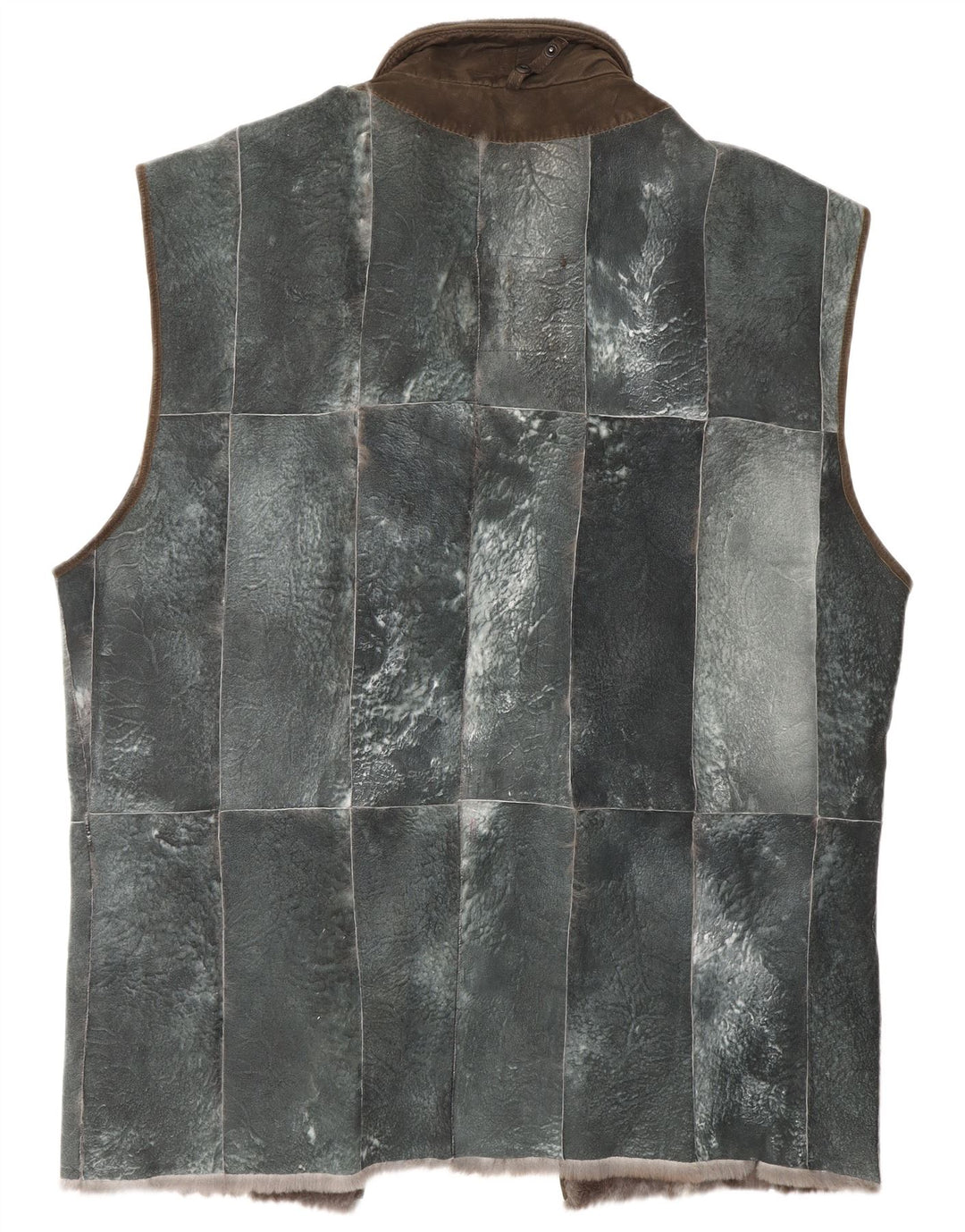 REIHER Gilet en cuir avec doublure en peau de mouton pour homme EU 54 2XL Gris Patchwork Cuir