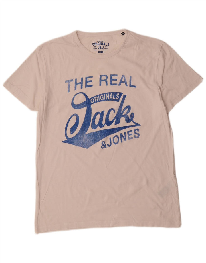 Jack & Jones T-Shirt Graphique Homme Blanc Moyen Coton