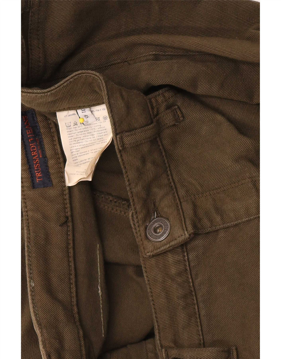 Femme Trussardi Jean Bootcut W31 L31 Kaki Coton