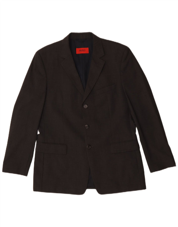 Hugo Boss Veste blazer à 3 boutons pour homme UK 50 Grande laine noire