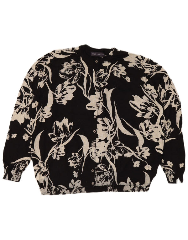 MARKS & SPENCER Cardigan court pour femme UK 20 2XL Noir Floral