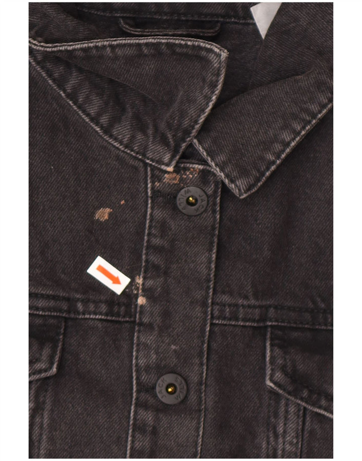 JACK WILLS Veste en jean courte surdimensionnée pour femme UK 10 Petit coton gris