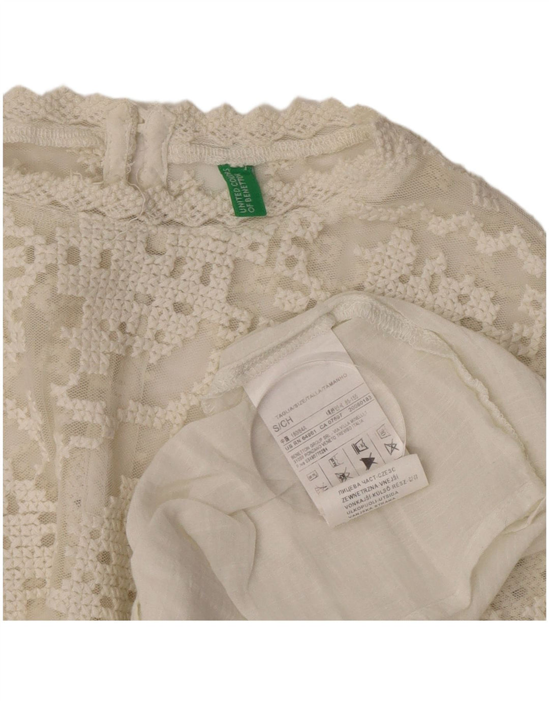 Benetton Chemisier surdimensionné à manches longues pour femme UK 10 Petit coton blanc