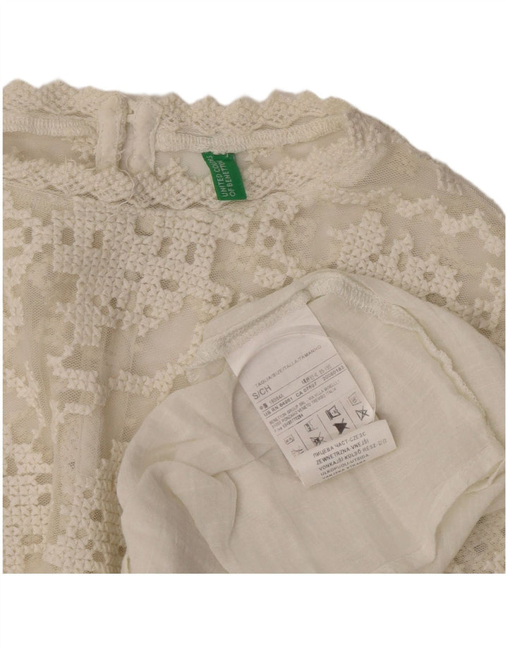 Benetton Chemisier surdimensionné à manches longues pour femme UK 10 Petit coton blanc
