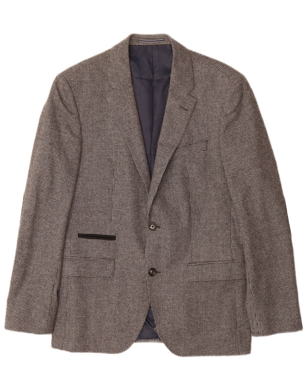 TOMMY HILFIGER Veste Blazer Ajustée Homme IT 48 Gris Moyen Pied-de-Poule