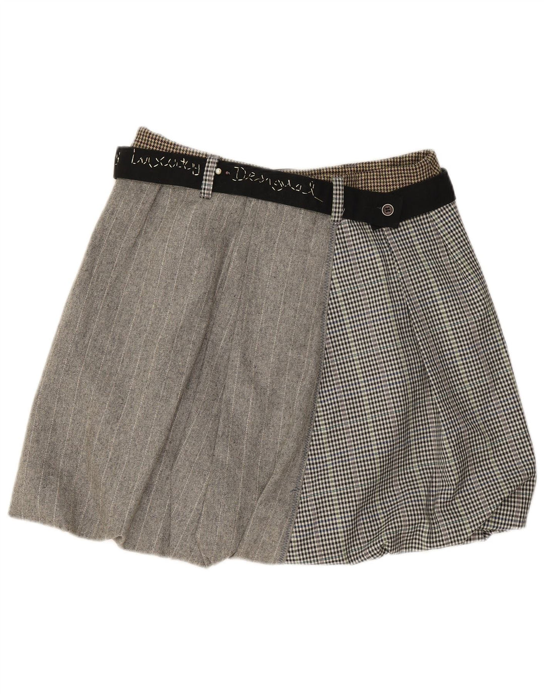 DESIGUAL Jupe Bulle Femme EU 42 Large W30 Gris Patchwork Polyester